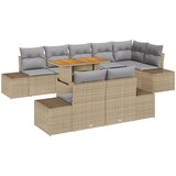 vidaXL 9-delni vrtni kavč set z blazinami Bež Poli ratan, (22092934) | Shoptok.si