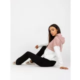 Fashion Hunters RUE PARIS pink and white hoodie with welt