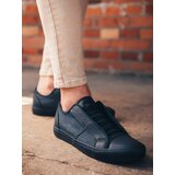 Ombre Men's short sneakers in combined materials - navy blue OM-FOSL | Shoptok.si