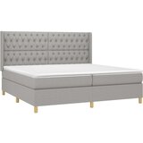  Box spring postelja z vzmetnico LED sv. siva 200x200 cm blago, (20725810) | Shoptok.si