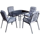  baštenski set veneto sto+4stolice sa jastucima crno/sivi | Eponuda.com