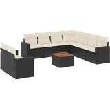  10-dijelni set vrtnih sofa s jastucima crni od poliratana | shoptok.hr