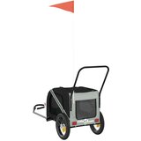 Prikolica za bicikl za pse sivo-crna od tkanine i željeza | shoptok.hr