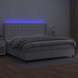  Box spring s madracem LED bijeli 200x200 cm umjetna koža | shoptok.hr