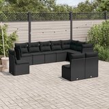 vidaXL 10-dijelni set vrtnih sofa s jastucima crni od poliratana | shoptok.hr