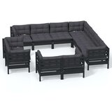 Vrtna sedežna garnitura 11-delna z blazinami črna borovina, (20772474) | Shoptok.si