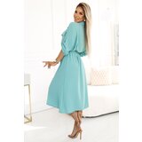 numoco basic 531-2 Midi shirt dress with gold buttons and ties - mint | shoptok.hr