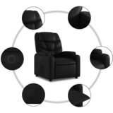  Električni naslonjač na podizanje od umjetne kože crni | shoptok.hr