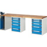 eurokraft pro Delovna miza, modularni sistem serije 7, 10 predalov, 1 primež na levi strani, ŠxG 2500 x 700 mm Cene