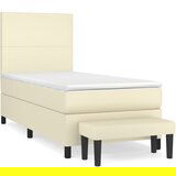 vidaXL Box spring postelja z vzmetnico krem 90x200 cm umetno usnje, (20894013) Cene