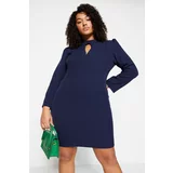 Trendyol Curve Plus Size Dress - Navy blue - Bodycon
