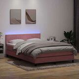  Box spring postelja z vzmetnico roza 140x210 cm žamet, (21792501) | Shoptok.si