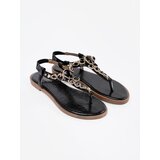 Shelvt Flat black sandals with cubic zirconia | Shoptok.si