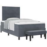 vidaXL Krevet s box springom s madracem i klupom tamnosiv 120x200 cm baršun | shoptok.hr