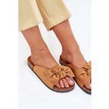 Boto Women's Cork Sole Slippers With Bow Camel Seressa | shoptok.hr