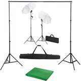 vidaXL Komplet za fotografski studio z ozadjem, svetilkami in dežniki Cene