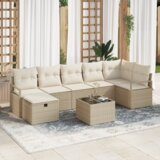 vidaXL 8-delni vrtni kavč set z blazinami bež poli ratanskim | Shoptok.si