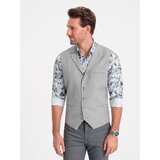 Ombre Men's suit vest with collar - light grey | Shoptok.si