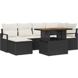 vidaXL Komplet za jedilnico v vrtu z blazino 7 pcs Črna in krem, (5000134427) | Shoptok.si