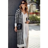 Fasardi Zipped women's cardigan in a cream and black houndstooth | shoptok.hr