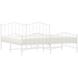 Metalni okvir kreveta uzglavlje i podnožje bijeli 193 x 203 cm | Shoptok.si