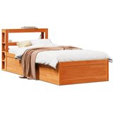 Maison Chic Posteljni okvir - Enojna postelja - Postelja za odrasle z vzglavjem voščeno rjava 100x200 cm borovina, (21695028) | Shoptok.si