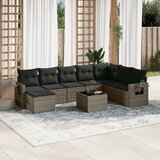 vidaXL 9-dijelni set vrtnih sofa od poliratana s jastucima sivi | shoptok.hr