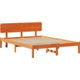  Krevetna konstrukcija s glavom kreveta Smeđa 200x200 cm Puno drvo borovine | shoptok.hr