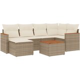 Maison Chic Seti vrtnega pohištva - Vrtna garnitura - Vrtni pohištvo set 7-delna z blazinami bež poli ratan, (21806273) | Shoptok.si