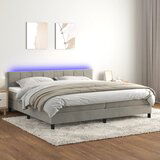 The Living Store Box spring postelja z vzmetnico LED svetlo siva 200x200cm žamet - Box Spring Postelja, (21492750) | Shoptok.si
