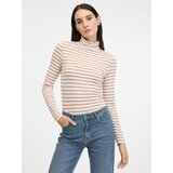 Orsay Beige Women's Striped Long Sleeve T-Shirt - Women's Cene
