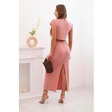 Kesi Włoski Women's set with a blouse featuring a decorative buckle and a fitted skirt dark pink | Shoptok.si