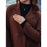 DStreet Płaszcz damski oversize LINNORE gładki długi czekoladowy | shoptok.hr