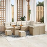 vidaXL 12-delni vrtni sofaset z blazinami Bež Poli ratan Acacia | Shoptok.si