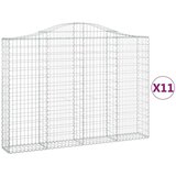  Obokane gabion košare 11kosov 200x30x140/160cm pocinkano železo, (21000142) | Shoptok.si