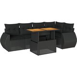  6-dijelni set vrtnih sofa s jastucima crni od poliratana | shoptok.hr