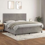  Box spring postelja z vzmetnico svetlo siva 200x200 cm žamet, (20788894) Cene
