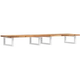  Zidna polica za umivaonik od čelika i masivnog bagremovog drva Smeđa 120 x 40 x 2 cm | Shoptok.si