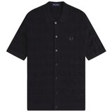Fred Perry Srajce z dolgimi rokavi CABLE DETAIL KNITTED SHIRT Črna Cene