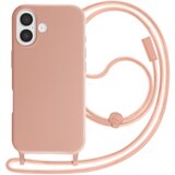 AVIZAR Ovitek za iPhone 17 silikonski Soft Touch z nastavljivo vrvico za okoli vratu, Šampanjec roza, (5000190628) | Shoptok.si