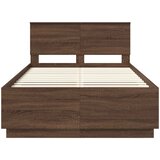  Krevetna konstrukcija s LED trakama Smeđi hrast 135 x 190 cm | shoptok.hr