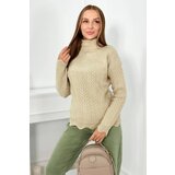 Kesi Sweater with decorative frill in beige color Cijene