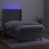  box spring s madracem LED svjetlosivi 80x200 cm baršun | shoptok.hr