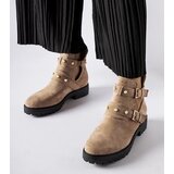 Gemre Beige decorative ankle boots with cutouts Provolo | Shoptok.si