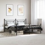  Metalni okvir kreveta uzglavlje i podnožje crni 183x213 cm | shoptok.hr