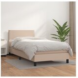  Box spring postelja z vzmetnico kapučino 90x200 cm umetno usnje | Shoptok.si