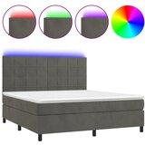 box spring s madracem LED tamnosivi 180x200 cm baršun | shoptok.hr