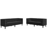  2-dijelni set sofa Chesterfield crni baršunasti | Eponuda.ba