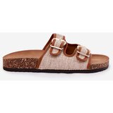 Boto Fabric Women's Slippers on Cork Platform with Buckles Camel Osoffe | ePonuda.com