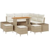 vidaXL 9 komada vrtni set sofe s jastučićima bež poli ratan akacija, 2-sjedna vrtna sofa s jastučićima bež poli ratan, 4 komada vrtni dinning set s jastučićima bež poli ratan akacija Cijene